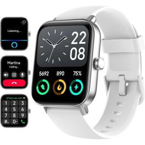 imageSmart Watches for Men Women iPhone ampamp Android Alexa Bulitin 18quot Touch Screen Smart Watch with AnswerMake Calls Fitness Tracker with Heart RateSleepSpO2 Monitor IP68 Waterproof120 Sport ModesWhite