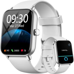 imageaeac Smart Watch Alexa Builtin Stable Bluetooth Call Fitness Tracker with Heart RateSpO2StressSleep Monitor Smartwatches for Women 110 Sports IP68 Waterproof Smartwatches for iOS AndroidWhite